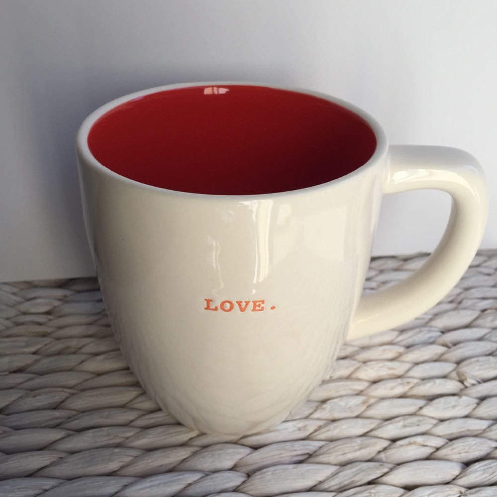 RAE DUNN MAGENTA LOVE MUG ORANGE INTERIOR